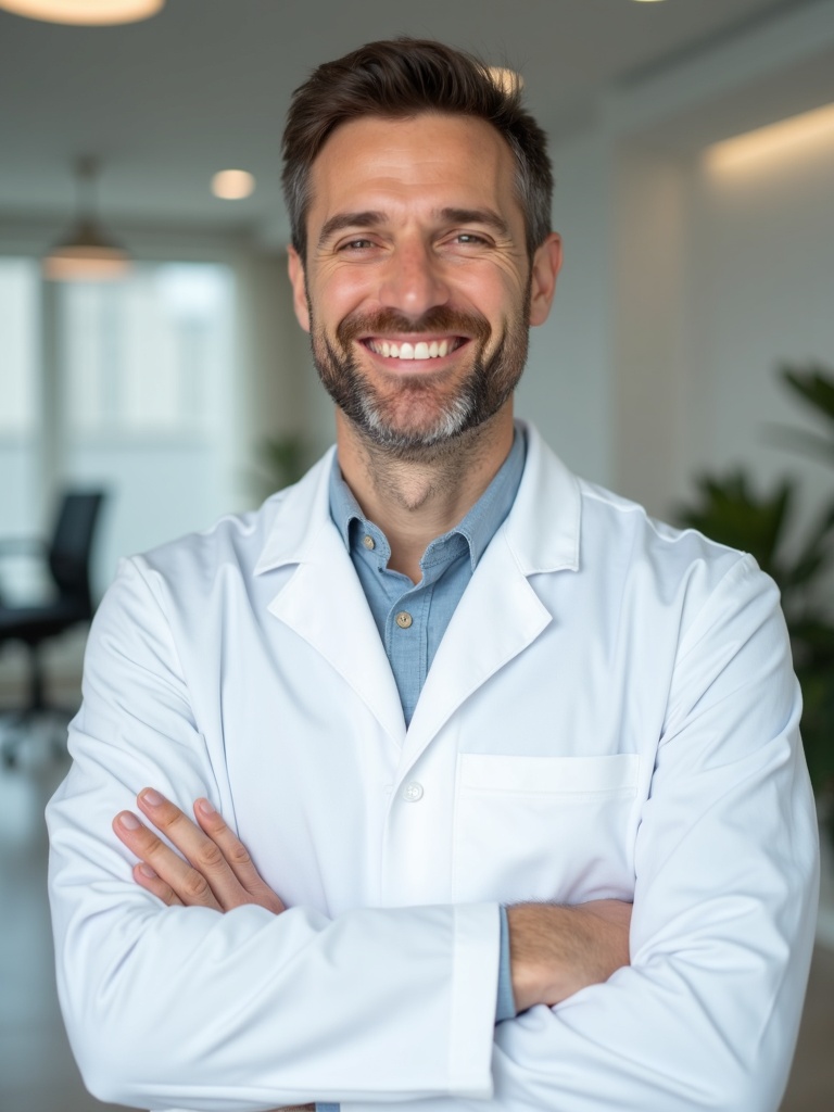 Dr. Beau Moody, DMD — friendly dentist in a white coat standing in a modern dental office